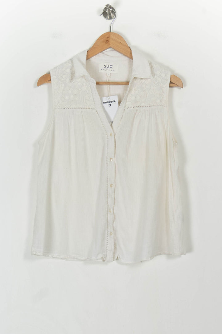 Chemisier Sans Manches Blanc - Taille L/40 de la marque Sud express | PARAD104819 - Vendu par Paradigme - Image 2