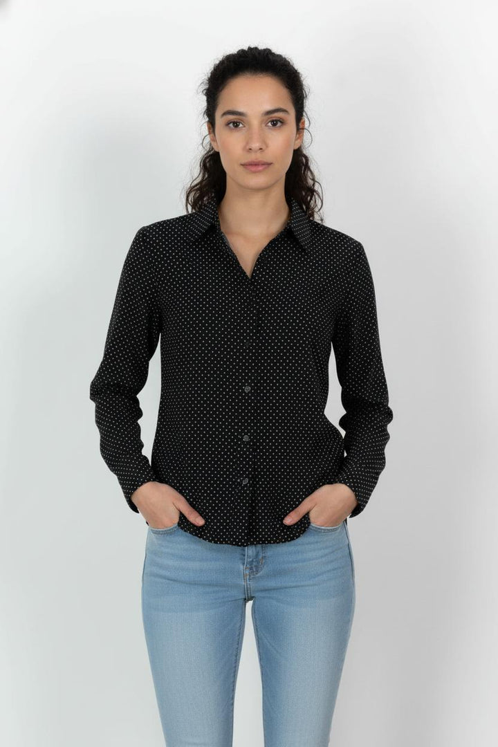 Chemise Noire à Pois Blancs - Taille XS/34 de la marque Agnès b. | PARAD104846 - Vendu par Paradigme - Image 1