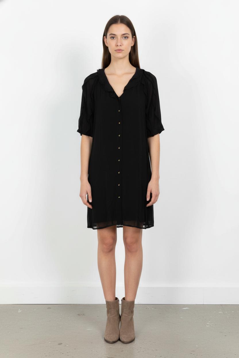 Robe Chemise Noire - Taille S/36 de la marque Sézane | PARAD104847 - Vendu par Paradigme - Image 1