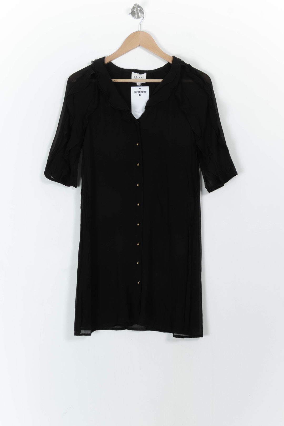 Robe Chemise Noire - Taille S/36 de la marque Sézane | PARAD104847 - Vendu par Paradigme - Image 2