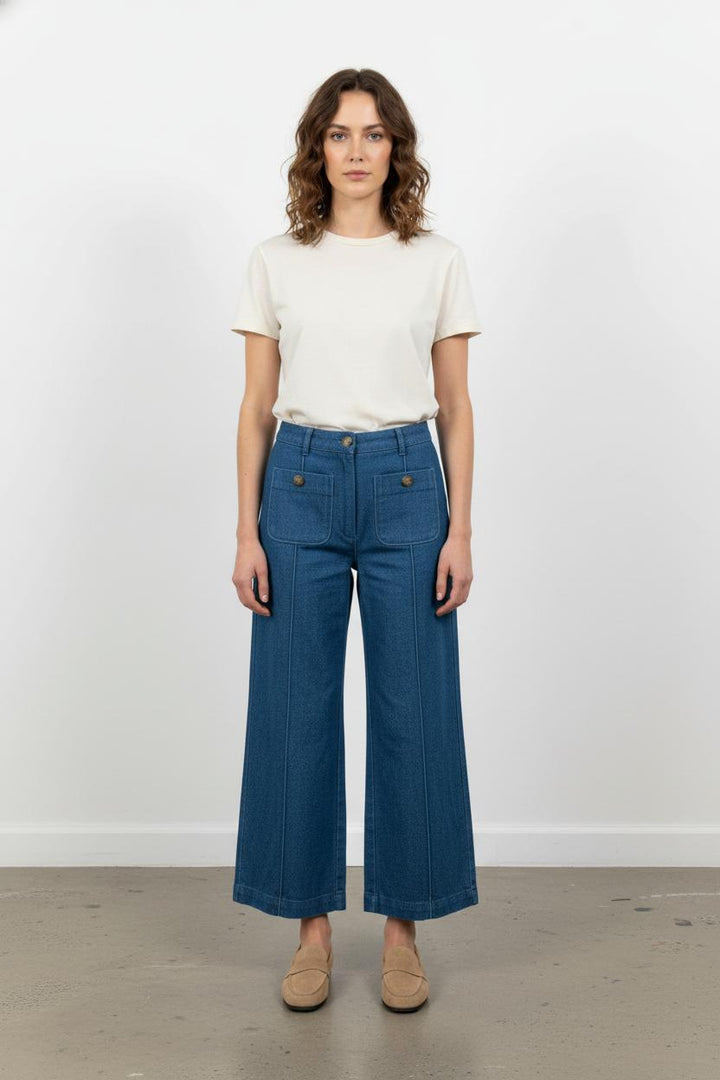 Pantalon Large Bleu - Taille S/36 de la marque Sézane | PARAD104850 - Vendu par Paradigme - Image 1