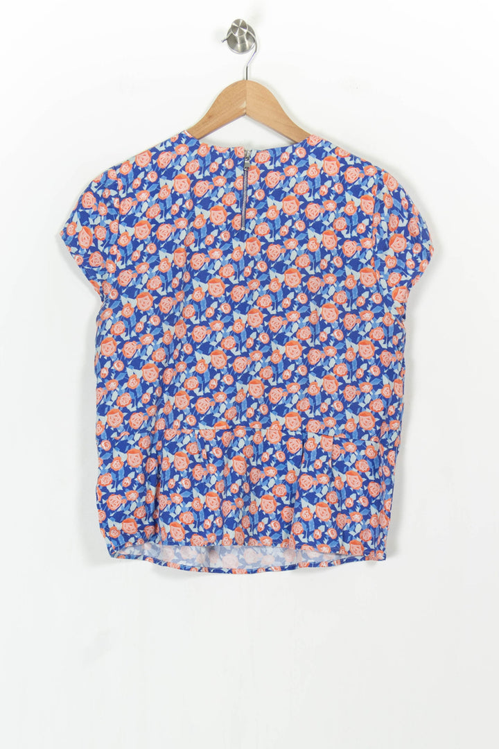 Blouse Fleurie Bleue et Orange - Taille M/38 de la marque Ekyog | PARAD104910 - Vendu par Paradigme - Image 4