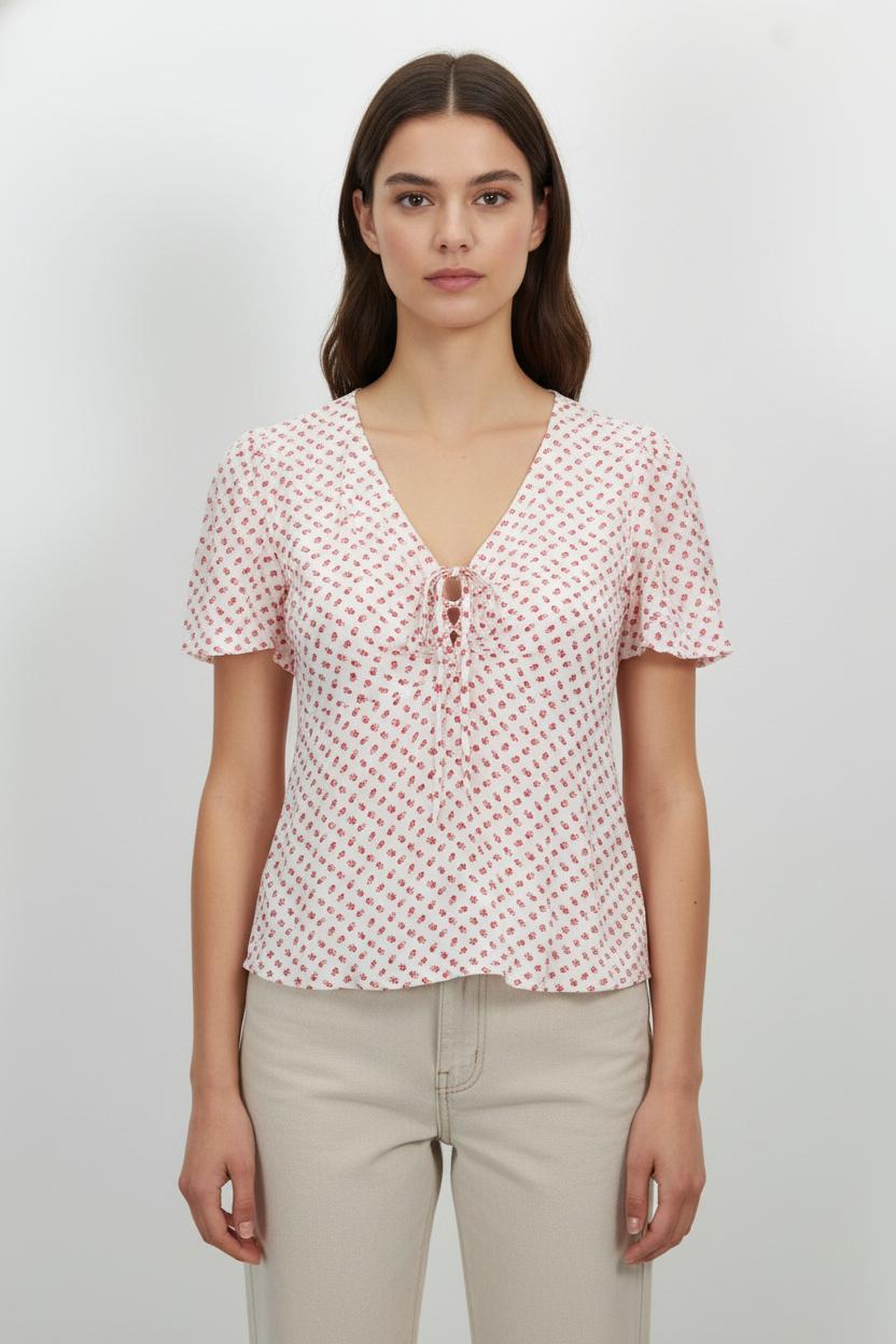 Blouse Blanche et Rouge - Taille M/38 de la marque Claudie Pierlot | PARAD104911 - Vendu par Paradigme - Image 1