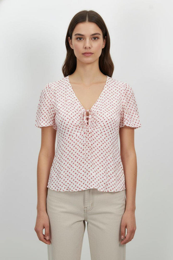 Blouse Blanche et Rouge - Taille M/38 de la marque Claudie Pierlot | PARAD104911 - Vendu par Paradigme - Image 1