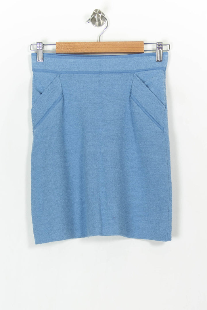 Jupe Courte Bleue - Taille M/38 de la marque Claudie Pierlot | PARAD104917 - Vendu par Paradigme - Image 2