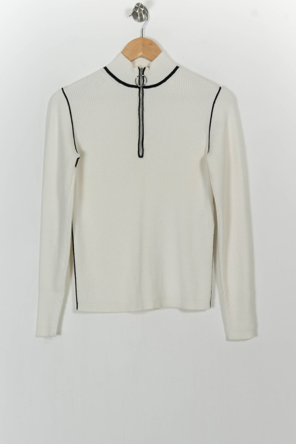 Pull Blanc et Noir - Taille M/38 de la marque Maje | PARAD104919 - Vendu par Paradigme - Image 2