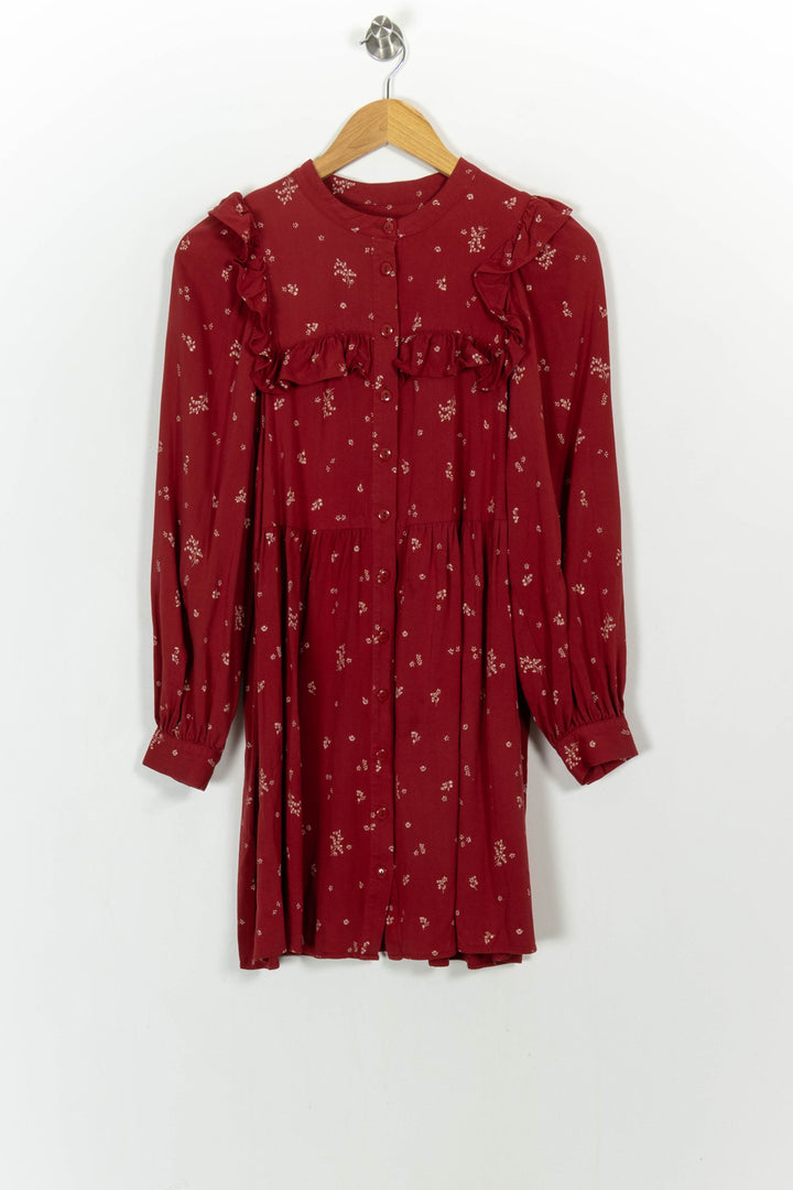 Robe Fleurie Bordeaux - Taille S/36 de la marque Des petits hauts | PARAD104920 - Vendu par Paradigme - Image 2