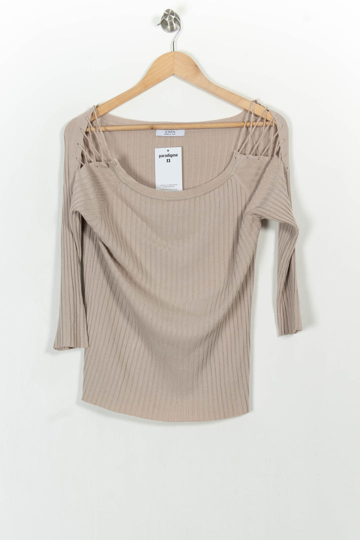 Pull Beige - Taille M/38 de la marque ZAPA | PARAD104932 - Vendu par Paradigme - Image 2