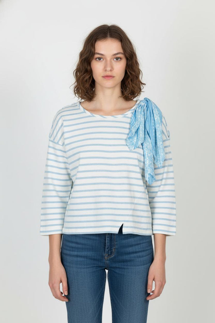 Marinière Bleu et Blanc - Taille L/40 de la marque Claudie Pierlot | PARAD104940 - Vendu par Paradigme - Image 1
