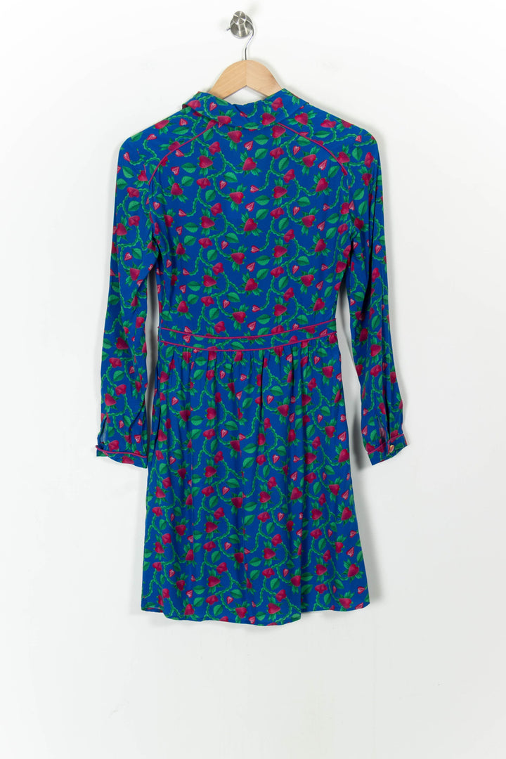 Robe Fleurie Bleue et Rouge - Taille XS/34 de la marque Soi Paris | PARAD104945 - Vendu par Paradigme - Image 4