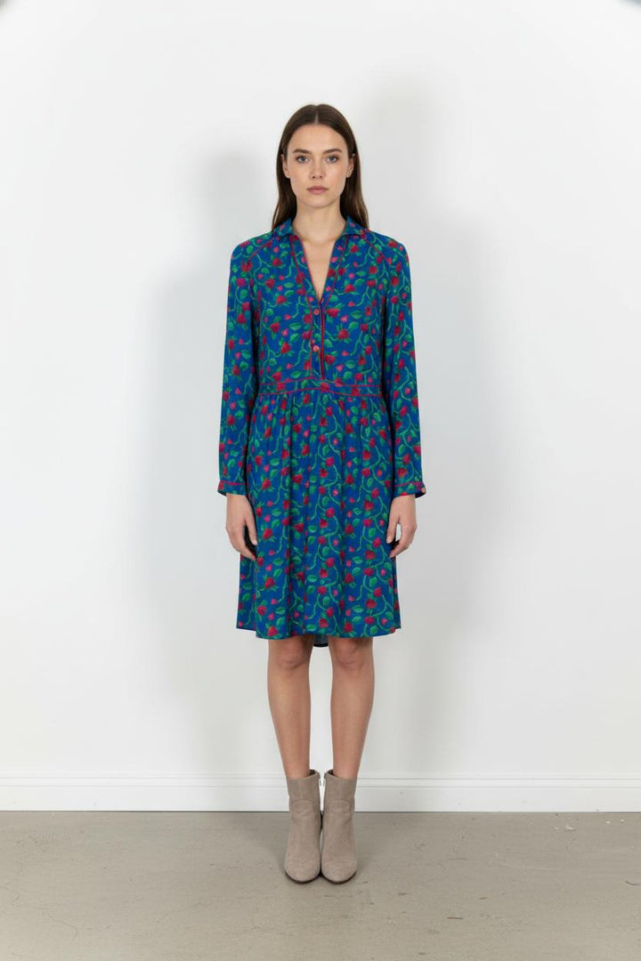 Robe Fleurie Bleue et Rouge - Taille XS/34 de la marque Soi Paris | PARAD104945 - Vendu par Paradigme - Image 1