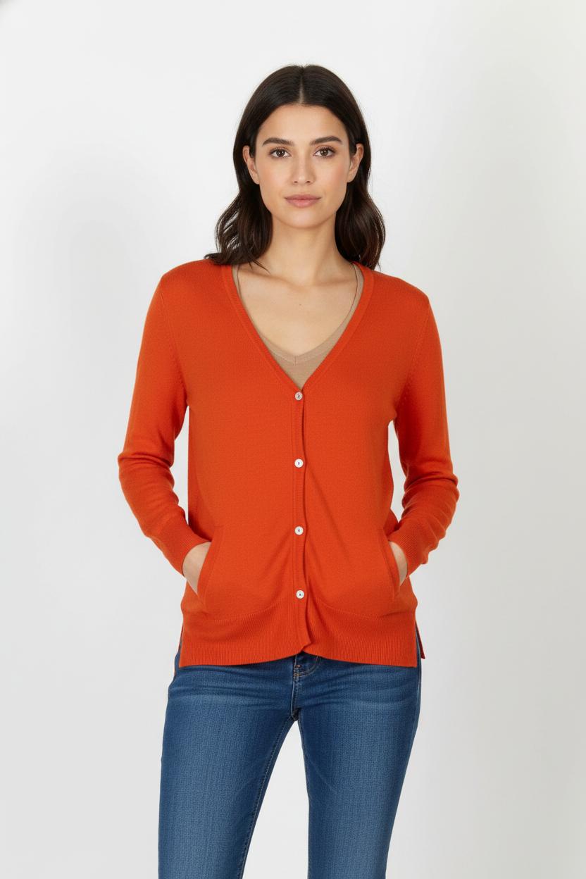 Cardigan Orange - Taille M/38 de la marque La Fée Maraboutée | PARAD104949 - Vendu par Paradigme - Image 1