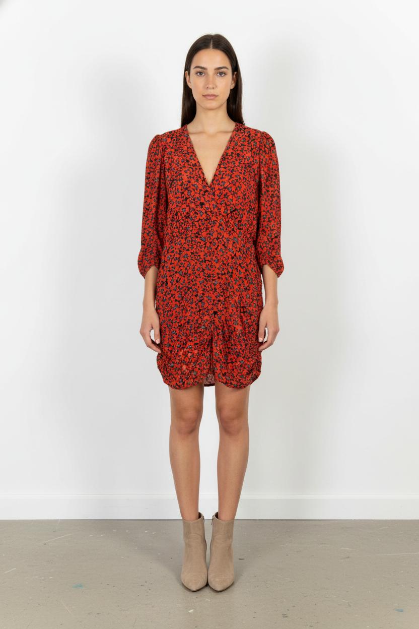 Robe Portefeuille Rouge et Noir - Taille S/36 de la marque Bérénice | PARAD104957 - Vendu par Paradigme - Image 1