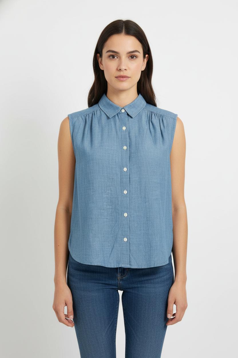 Chemise Sans Manches Bleue - Taille M/38 de la marque Levi's | PARAD104984 - Vendu par Paradigme - Image 1