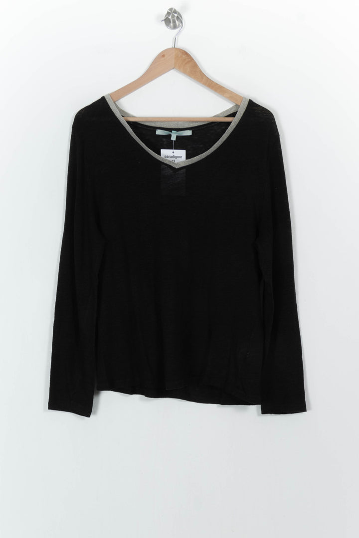 Pull Noir et Gris - Taille XL/42 de la marque La Fée Maraboutée | PARAD104987 - Vendu par Paradigme - Image 2