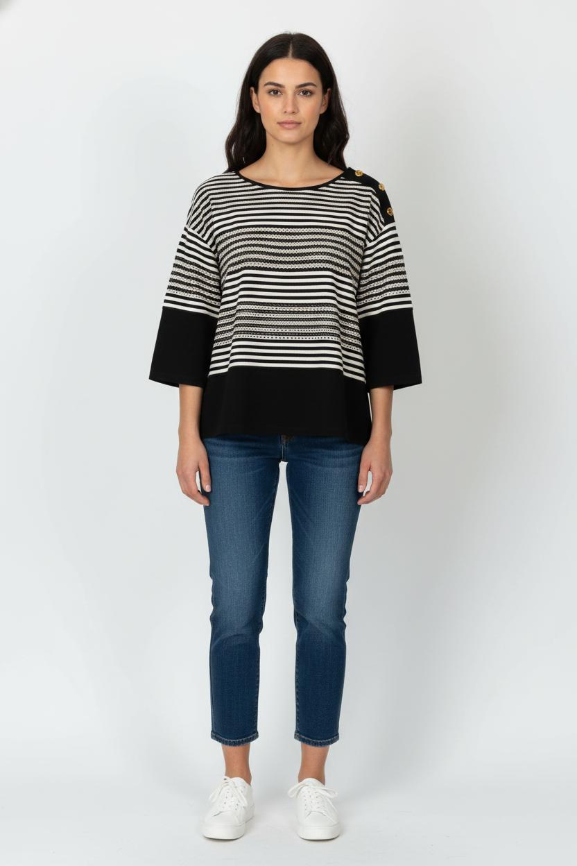 Pull Noir et Blanc - Taille XXL/44 de la marque Weill | PARAD104989 - Vendu par Paradigme - Image 1