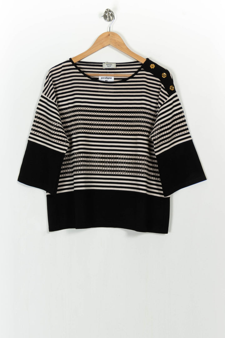 Pull Noir et Blanc - Taille XXL/44 de la marque Weill | PARAD104989 - Vendu par Paradigme - Image 2