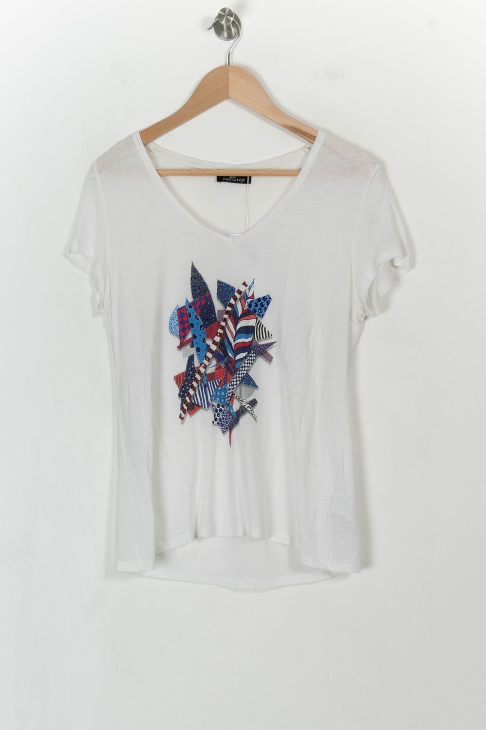 Tee Shirt Blanc et Bleu - Taille M/38 de la marque One Step | PARAD104999 - Vendu par Paradigme - Image 2