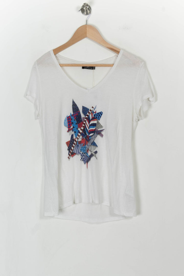 Tee Shirt Blanc et Bleu - Taille M/38 de la marque One Step | PARAD104999 - Vendu par Paradigme - Image 2