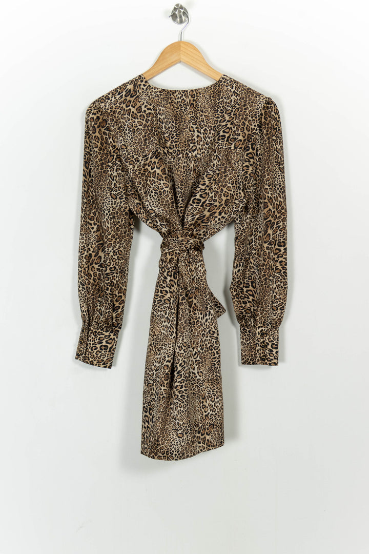 Robe Midi Léopard Beige et Noir - Taille M/38 de la marque Rouje | PARAD105006 - Vendu par Paradigme - Image 4