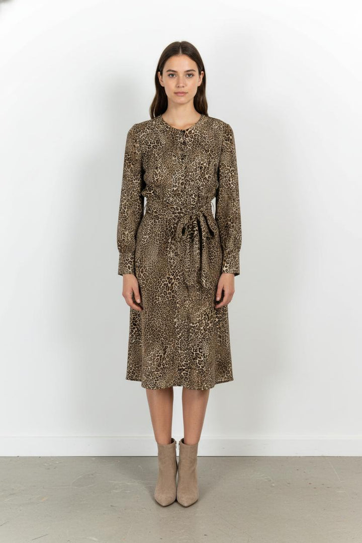 Robe Midi Léopard Beige et Noir - Taille M/38 de la marque Rouje | PARAD105006 - Vendu par Paradigme - Image 1
