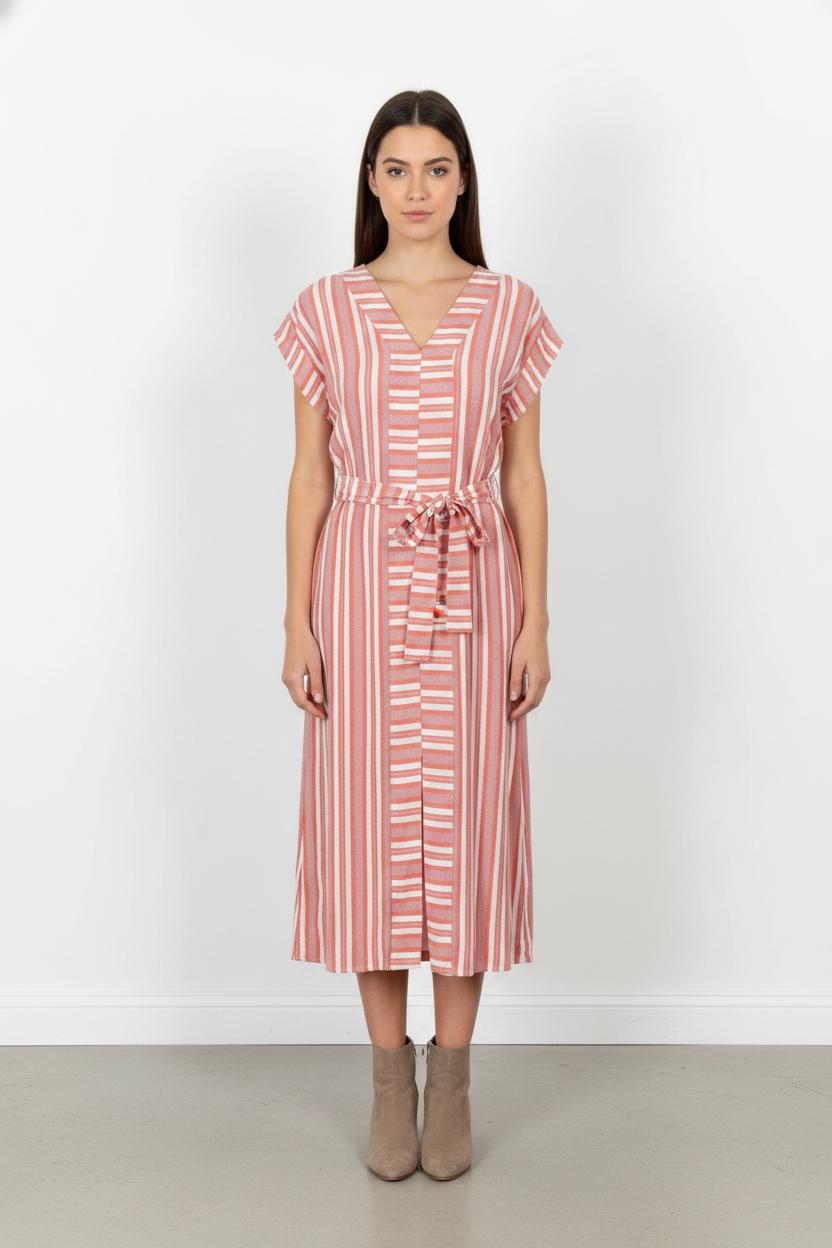 Robe Longue Rose et Blanche - Taille M/38 de la marque La Fée Maraboutée | PARAD105011 - Vendu par Paradigme - Image 1