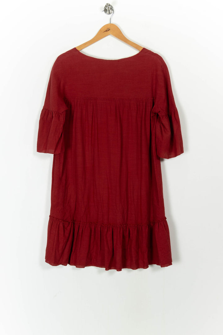 Robe Volantée Bordeaux - Taille M/38 de la marque Comptoir des Cotonniers | PARAD105015 - Vendu par Paradigme - Image 4