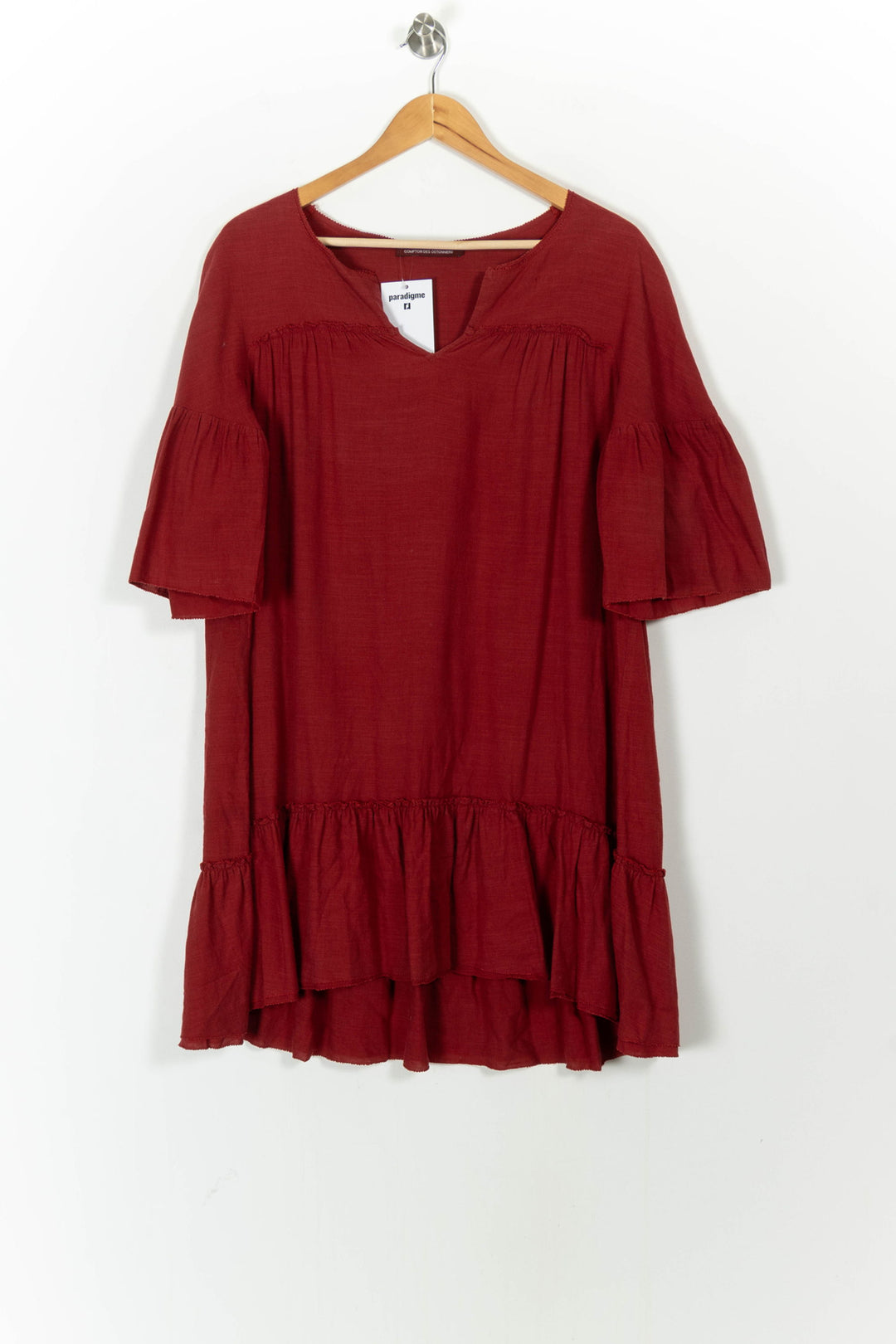 Robe Volantée Bordeaux - Taille M/38 de la marque Comptoir des Cotonniers | PARAD105015 - Vendu par Paradigme - Image 2