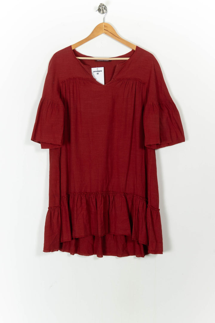 Robe Volantée Bordeaux - Taille M/38 de la marque Comptoir des Cotonniers | PARAD105015 - Vendu par Paradigme - Image 2