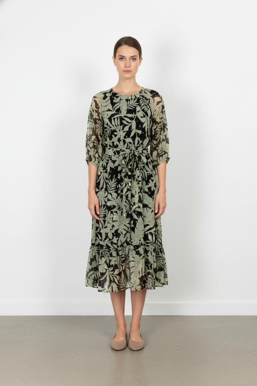 Robe Midi Noire et Verte - Taille M/38 de la marque Caroll | PARAD105045 - Vendu par Paradigme - Image 1