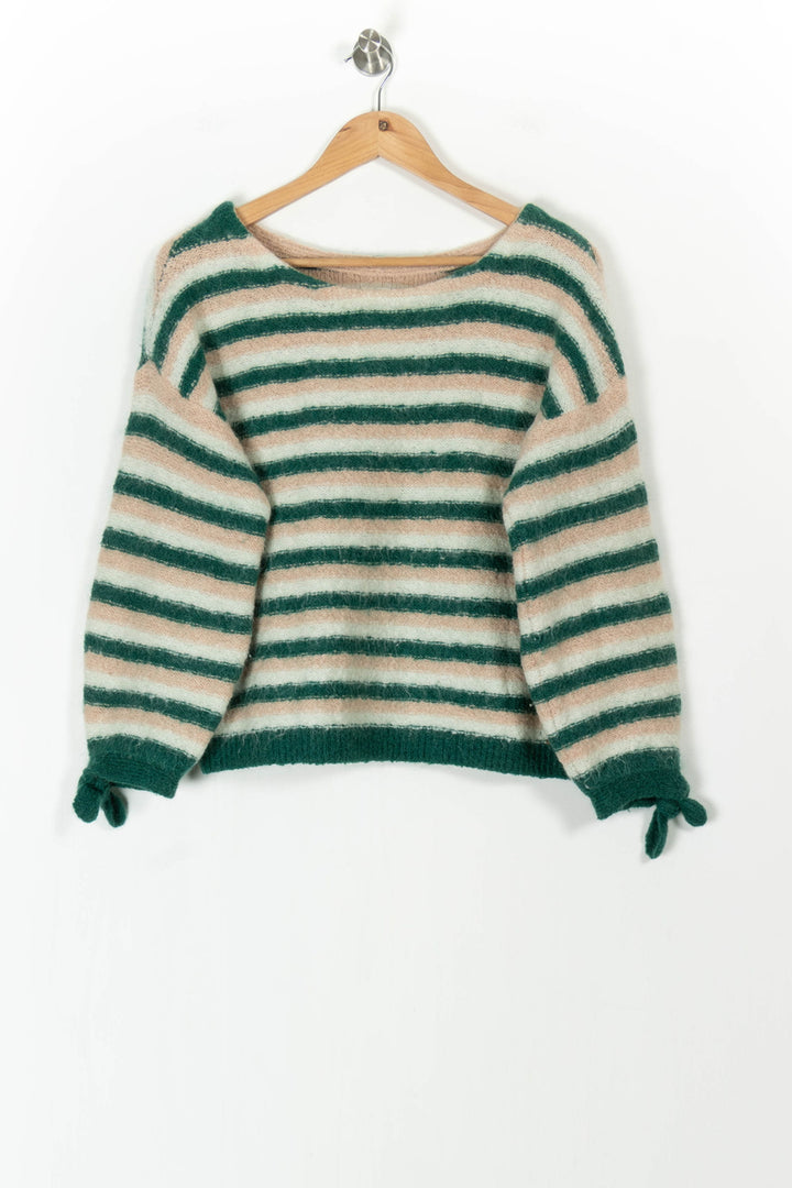 Pull Rayé Vert et Beige - Taille M/38 de la marque Des petits hauts | PARAD105063 - Vendu par Paradigme - Image 2