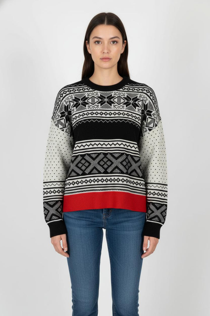 Pull Noir Blanc et Rouge - Taille L/40 de la marque The Kooples | PARAD105096 - Vendu par Paradigme - Image 1