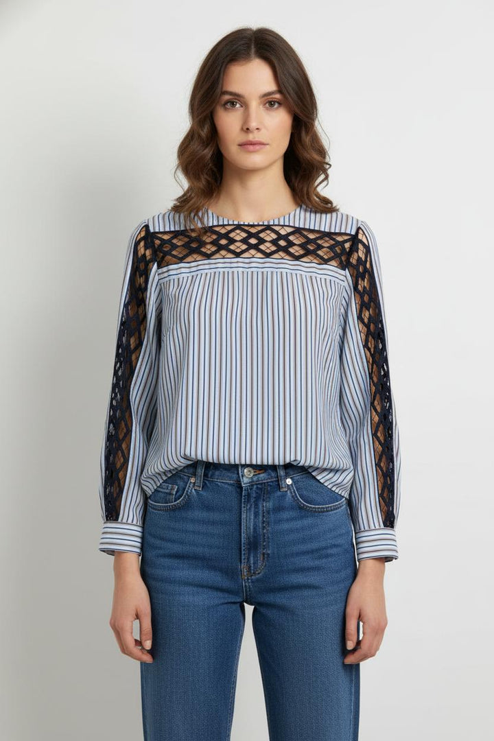 Blouse Bleu et Bleu Marine - Taille S/36 de la marque Sandro | PARAD105106 - Vendu par Paradigme - Image 1