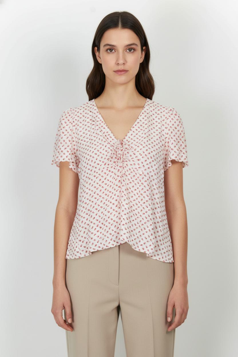 Blouse Blanche et Rouge - Taille M/38 de la marque Claudie Pierlot | PARAD105116 - Vendu par Paradigme - Image 1