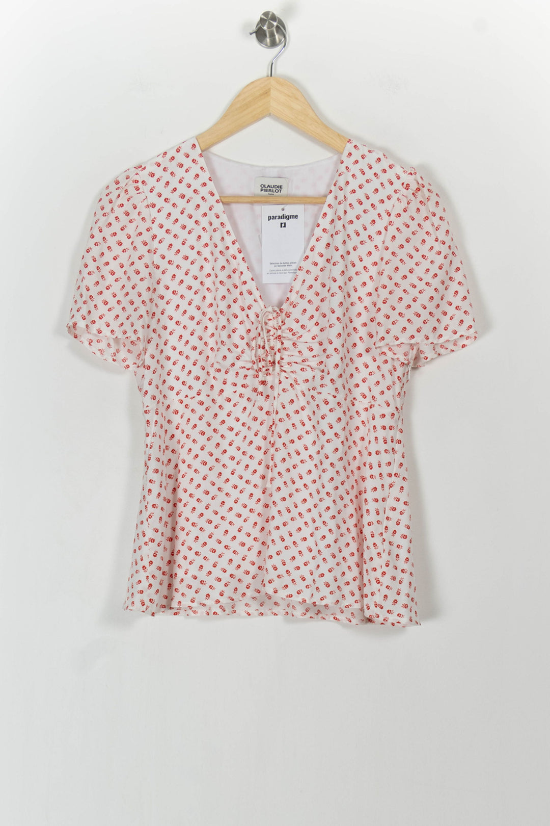 Blouse Blanche et Rouge - Taille M/38 de la marque Claudie Pierlot | PARAD105116 - Vendu par Paradigme - Image 2