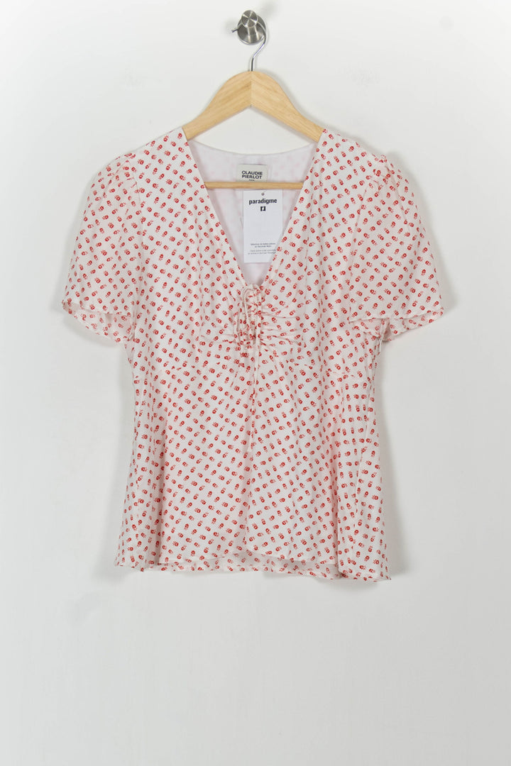 Blouse Blanche et Rouge - Taille M/38 de la marque Claudie Pierlot | PARAD105116 - Vendu par Paradigme - Image 2