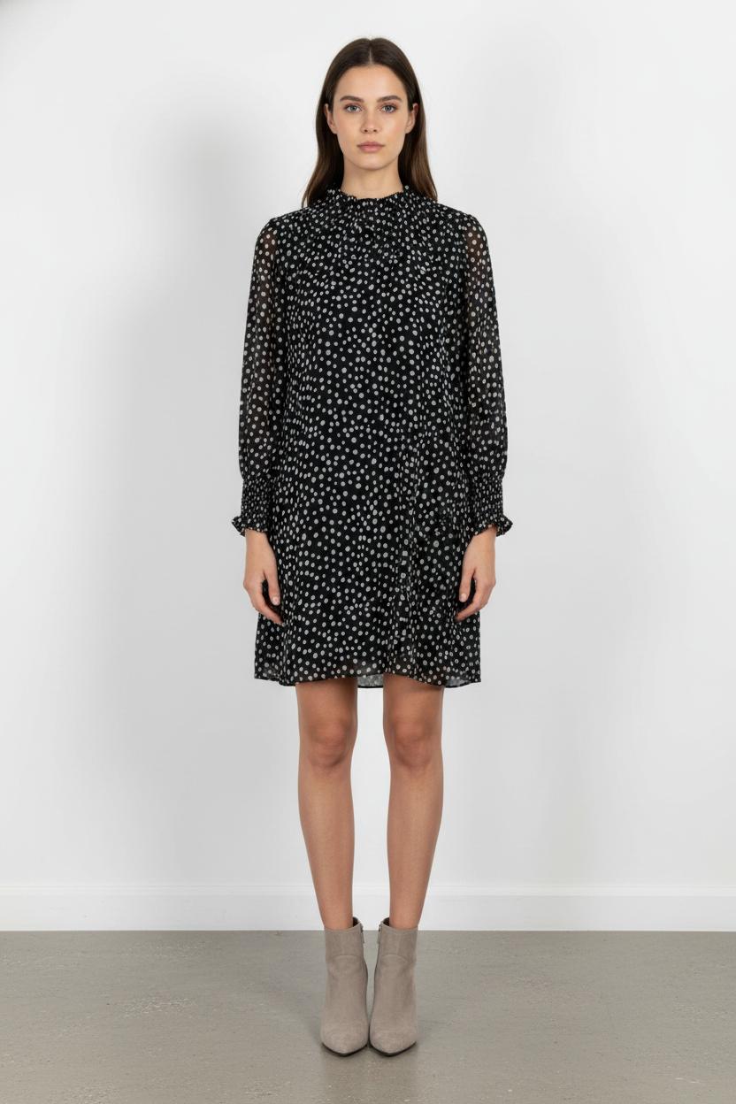 Robe Courte Noire à Pois Blancs - Taille S/36 de la marque IKKS | PARAD105123 - Vendu par Paradigme - Image 1