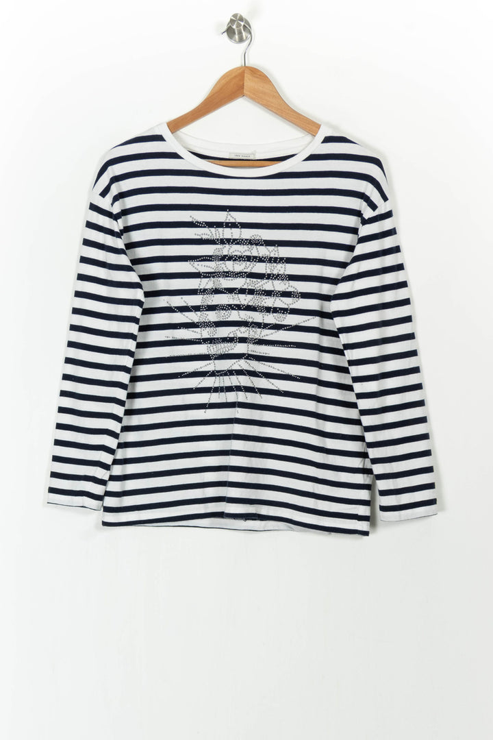 Marinière Blanc et Bleu Marine - Taille M/38 de la marque IKKS | PARAD105125 - Vendu par Paradigme - Image 2