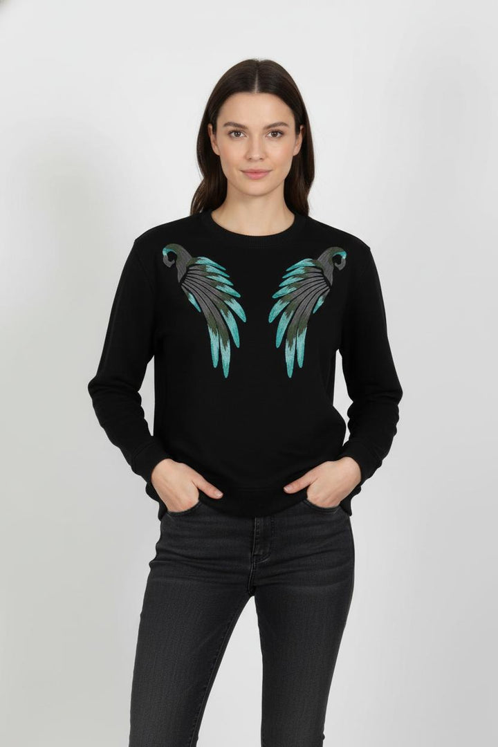 Sweat Noir et Vert - Taille L/40 de la marque Maje | PARAD105139 - Vendu par Paradigme - Image 1