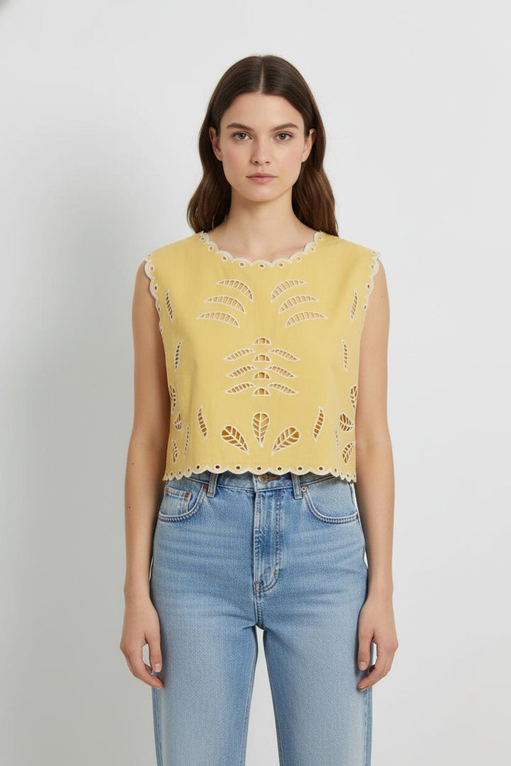 Top Jaune et Blanc - Taille S/36 de la marque Petite Mendigote | PARAD105143 - Vendu par Paradigme - Image 1