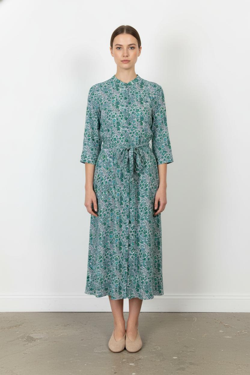 Robe Longue Verte et Blanche - Taille S/36 de la marque Petite Mendigote | PARAD105148 - Vendu par Paradigme - Image 1