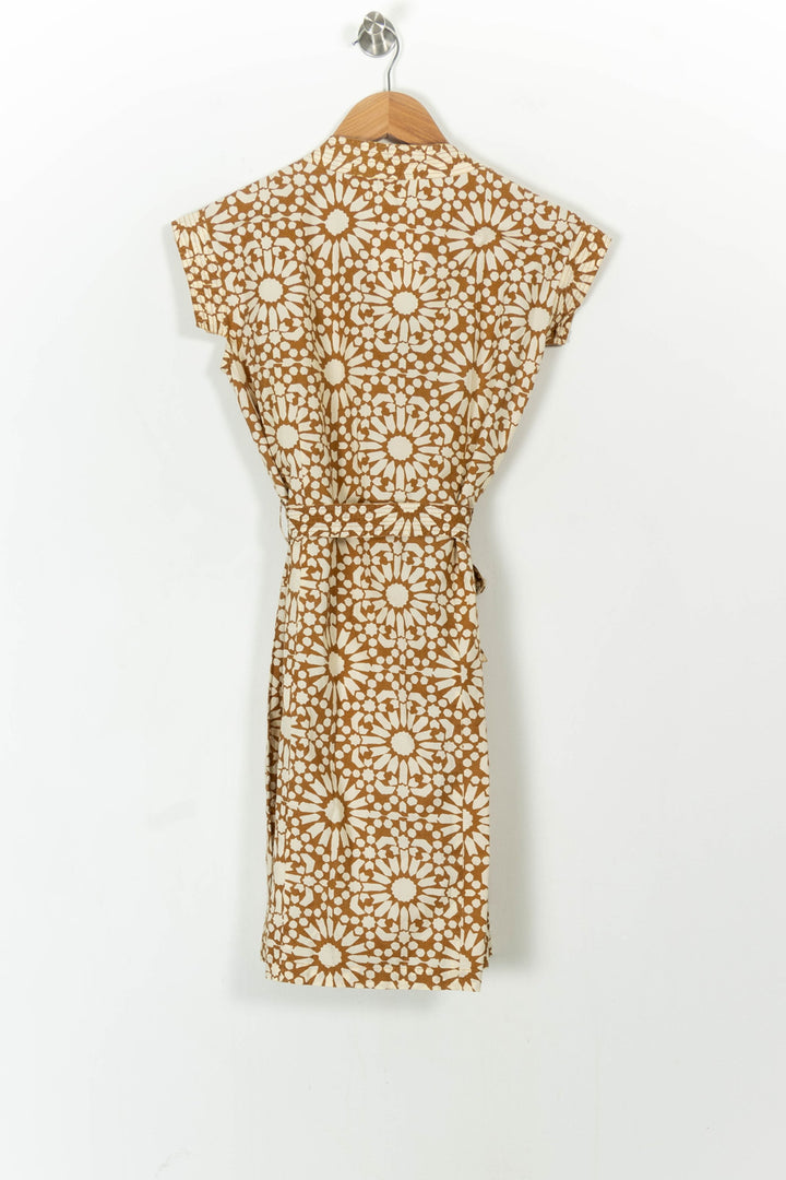 Robe portefeuille marron et beige - Taille S/36 de la marque Soeur | PARAD105151 - Vendu par Paradigme - Image 4