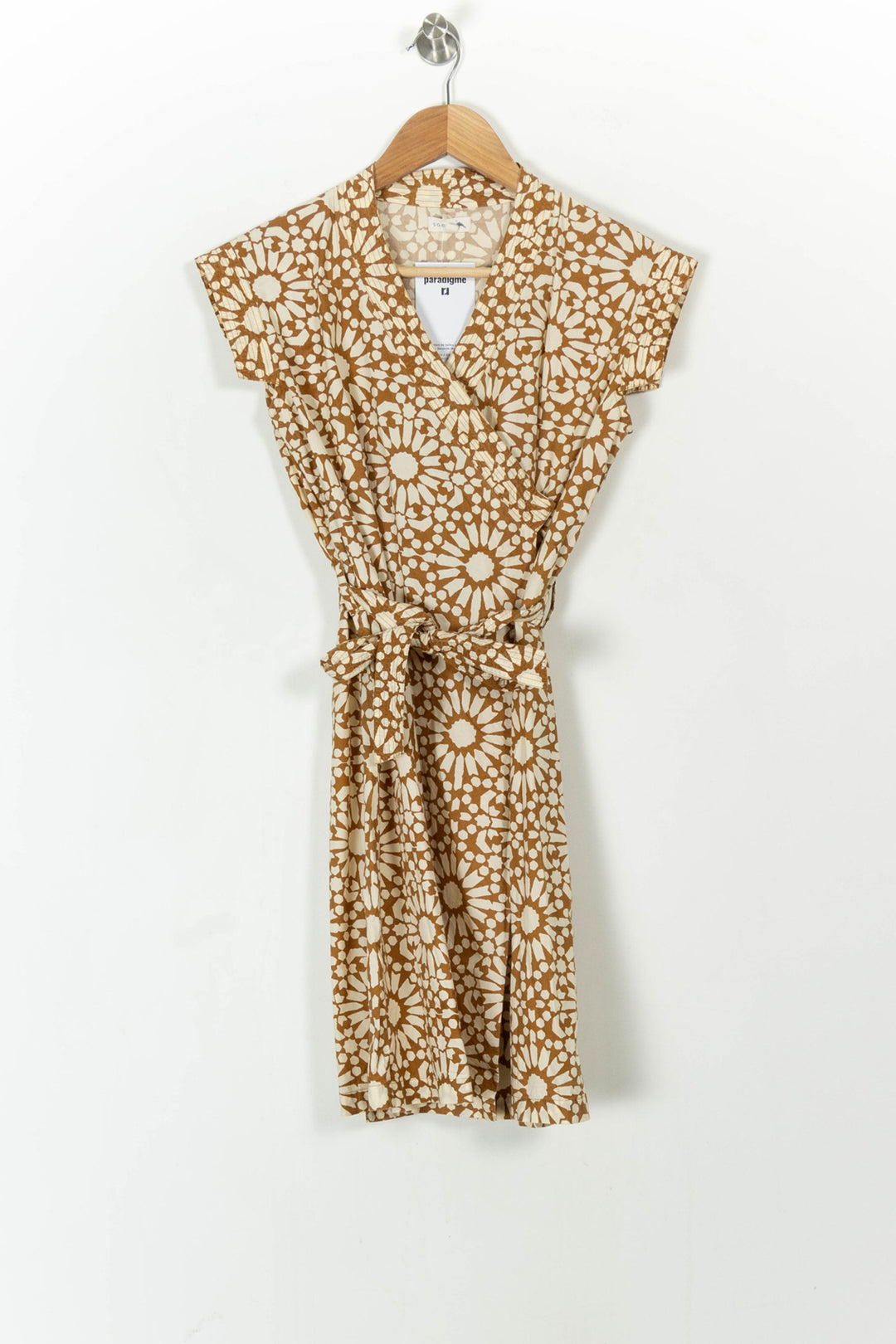 Robe portefeuille marron et beige - Taille S/36 de la marque Soeur | PARAD105151 - Vendu par Paradigme - Image 2