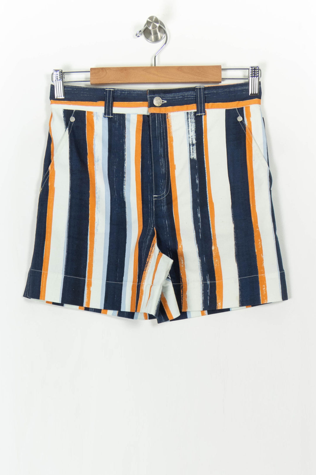Short Rayé Bleu Marine Orange et Blanc - Taille S/36 de la marque Agnès b. | PARAD105160 - Vendu par Paradigme - Image 2