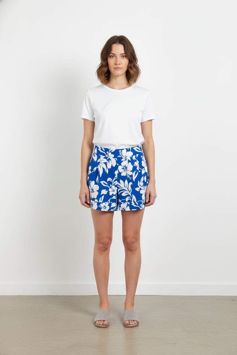 Short Fleuri Bleu et Blanc - Taille S/36 de la marque Agnès b. | PARAD105165 - Vendu par Paradigme - Image 1