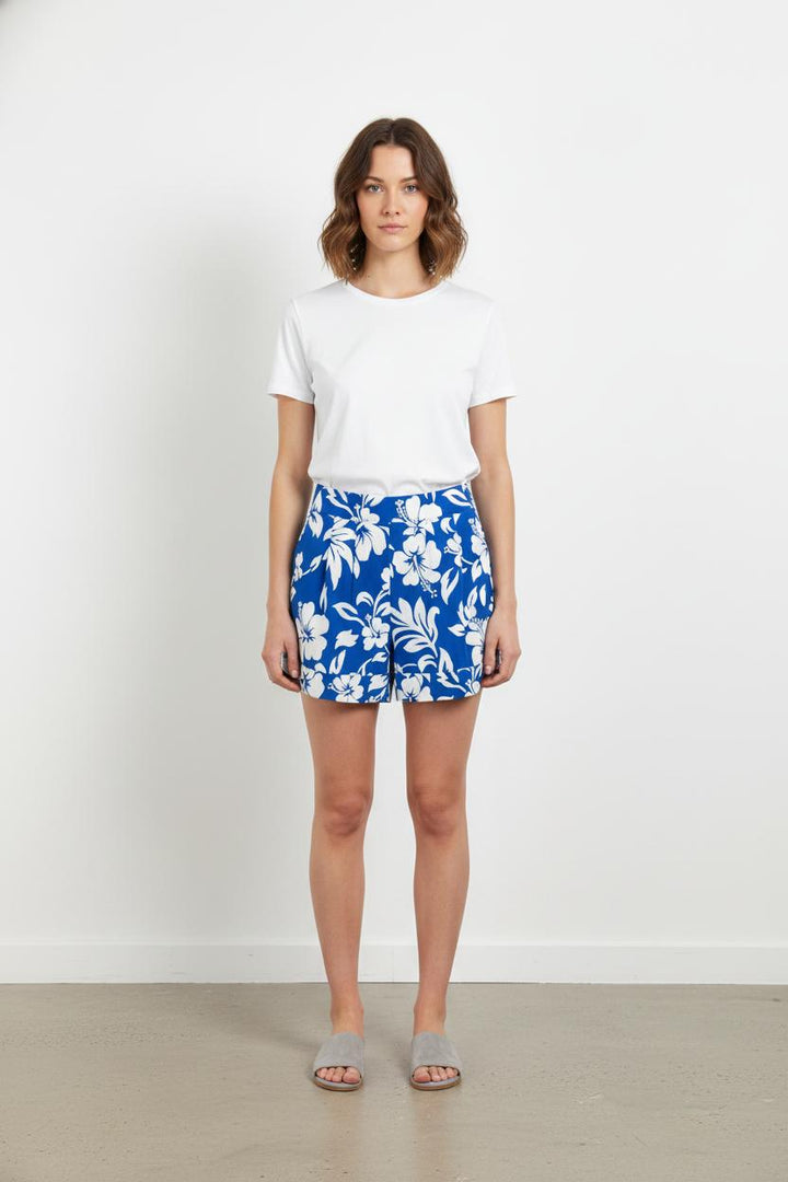 Short Fleuri Bleu et Blanc - Taille S/36 de la marque Agnès b. | PARAD105165 - Vendu par Paradigme - Image 1