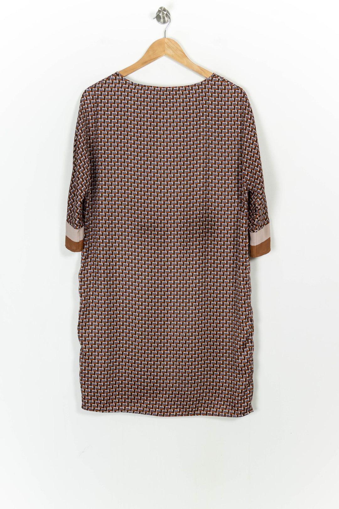 Robe Droite Marron et Beige - Taille L/40 de la marque La Fée Maraboutée | PARAD105197 - Vendu par Paradigme - Image 4