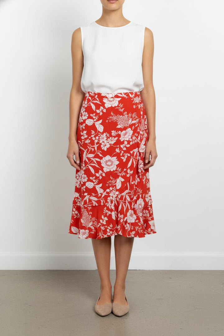 Jupe Midi Rouge et Blanche - Taille L/40 de la marque Caroll | PARAD105253 - Vendu par Paradigme - Image 1