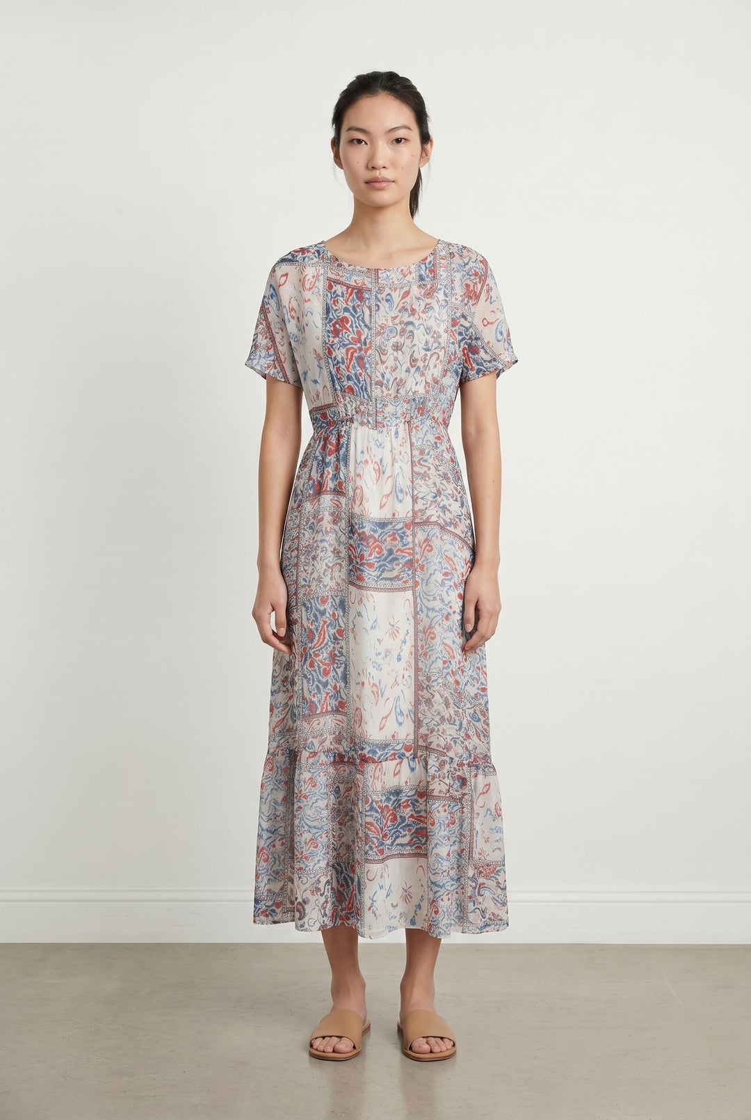 Robe Longue Blanc et Bleu - Taille S/36 de la marque La Fée Maraboutée | PARAD105262 - Vendu par Paradigme - Image 1