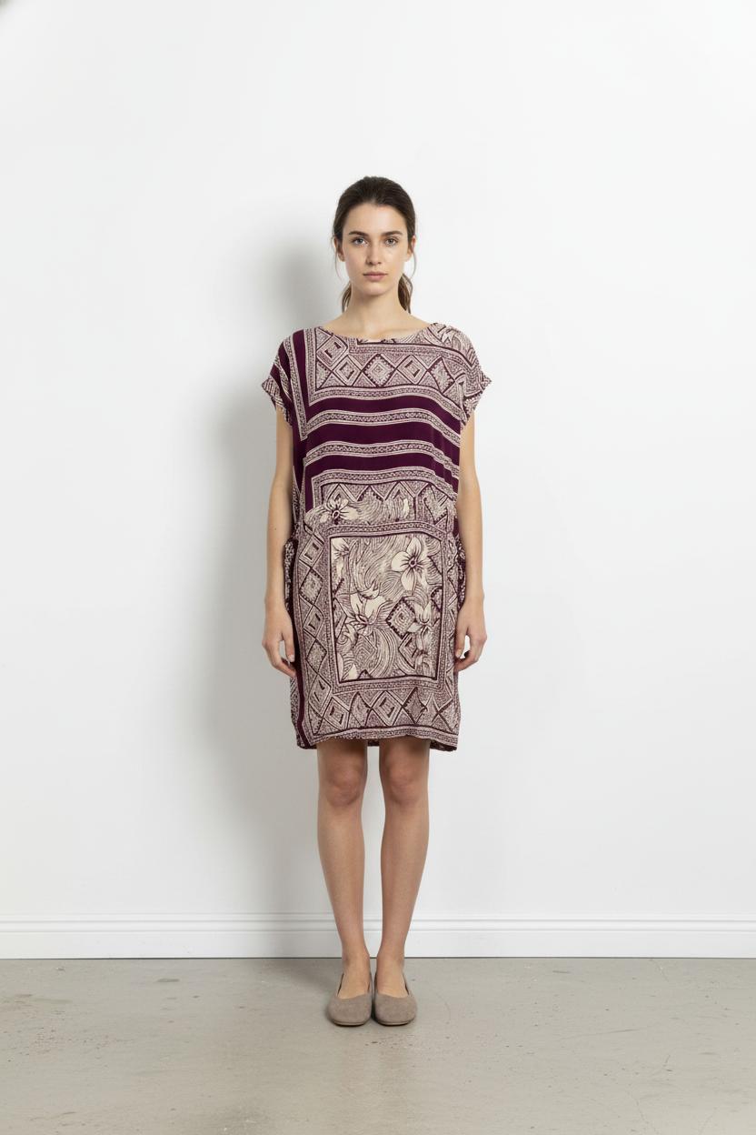Robe Bordeau et Beige - Taille XL/42 de la marque La Fée Maraboutée | PARAD105265 - Vendu par Paradigme - Image 1